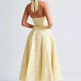 Halter Neck Midi Dress - Sweetheart A-Line Circle Skirt