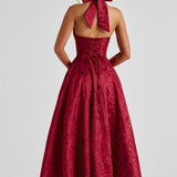 Halter Neck Midi Dress - Sweetheart A-Line Circle Skirt