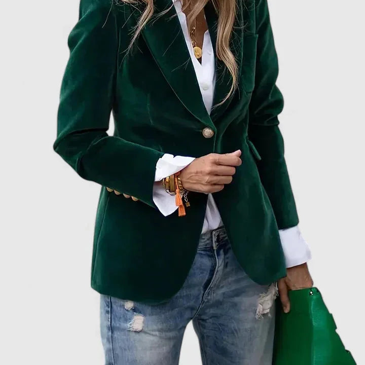 Women's Blazer with Notched Lapels Single Button Front and Tailored Waist for Office Wear