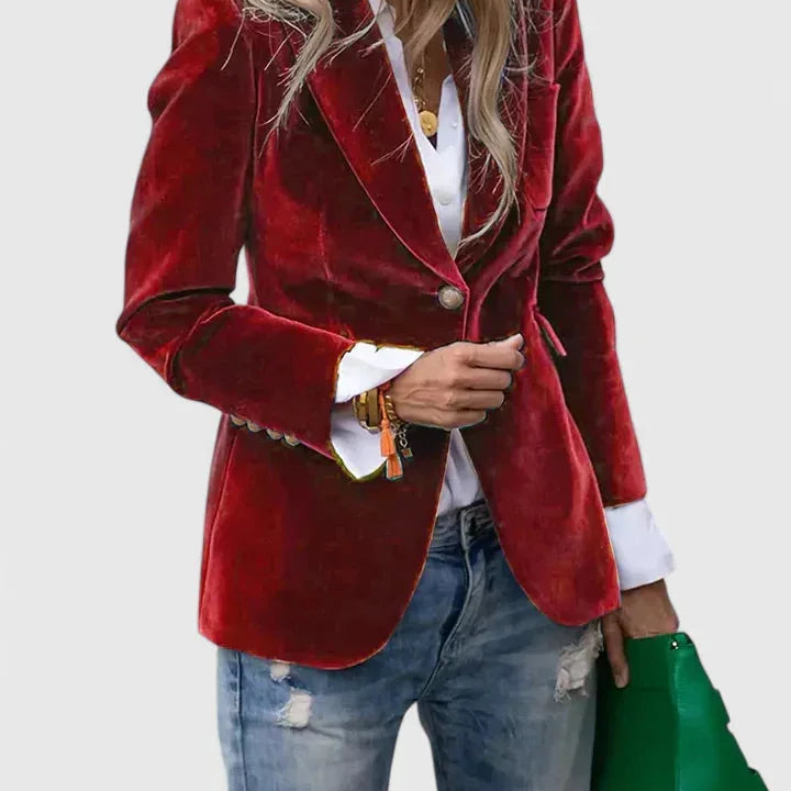 Women's Blazer with Notched Lapels Single Button Front and Tailored Waist for Office Wear