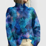 Women's Oversized Patterned Turtleneck Sweater for Casual Wear