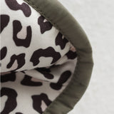 Quilted Jacket with Leopard Print Cuffs and Button Front