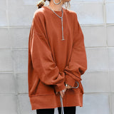 Oversized Crew Neck Sweatshirt with Curved Hem