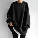 Oversized Crew Neck Sweatshirt with Curved Hem
