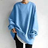 Oversized Crew Neck Sweatshirt with Curved Hem