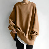 Oversized Crew Neck Sweatshirt with Curved Hem