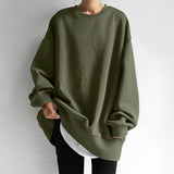Oversized Crew Neck Sweatshirt with Curved Hem