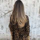 Women's Leopard Print Top with Long Sleeves and Round Neck for Everyday Wear