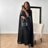 Draped Cape Sleeve Maxi Dress with Boat Neck