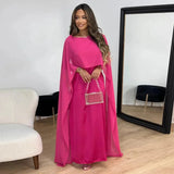 Draped Cape Sleeve Maxi Dress with Boat Neck