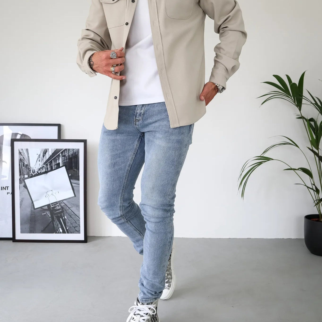 Overshirt Jacket with Button Front and Chest Pocket