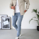 Overshirt Jacket with Button Front and Chest Pocket
