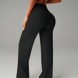 Wide-Leg Pants with High Waist and Front Seam