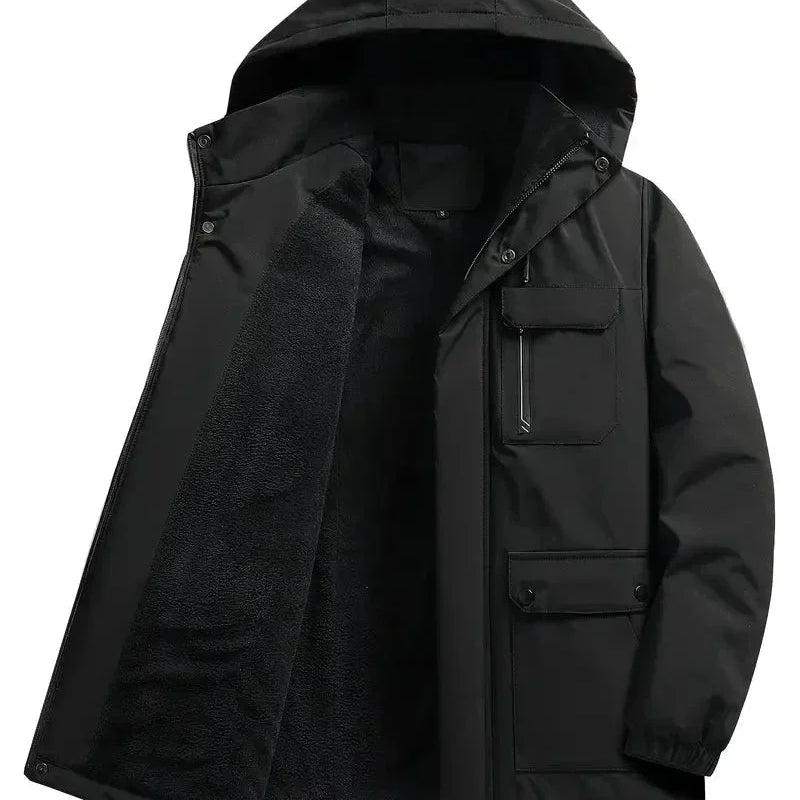 Fleece Hooded Jacket with Cargo Pockets