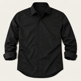Men's Tailored Long Sleeve Shirt with Point Collar