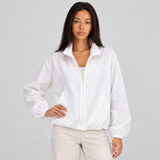 Cropped Windbreaker Jacket with Zip Front and Drawstring Hem