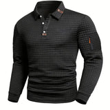 Textured Polo Sweater with Half Button and Zip Pocket
