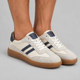 Round Toe Low-Top Sneakers with Contrast Stripes