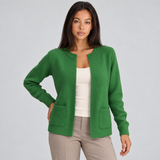 Ribbed Cardigan with Open Front and Patch Pockets
