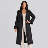 Oversized Double-Breasted Trench Coat with Notch Collar