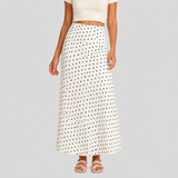 Polka Dot A-Line Midi Skirt with High Waist