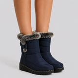 Quilted Mid-Calf Boots with Faux Fur Trim