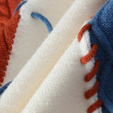 Patchwork Cable Knit Sweater with Round Neck