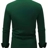 Slim Fit Button Up Shirt with Spread Collar and Long Sleeves