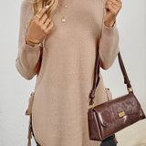 Long Sweater with Side Slits and Long Sleeves