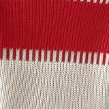 Two Tone Ribbed Knit Sweater with Balloon Sleeves and Ribbed Cuff