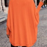 Open-Front Cardigan with Batwing Sleeves and Ribbed Knit
