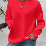 Women's Round Neck Sweater with Long Sleeves for Everyday Wear