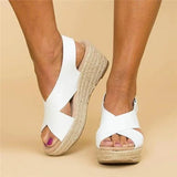 Women's Espadrille Wedge Sandals - Crisscross Platform Heels