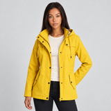 Hooded Windbreaker Jacket with Drawstring and Snap Button