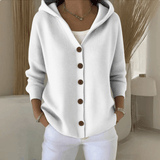 Hooded Knit Cardigan with Button Front