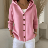 Hooded Knit Cardigan with Button Front