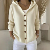 Hooded Knit Cardigan with Button Front