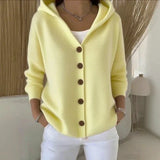 Hooded Knit Cardigan with Button Front