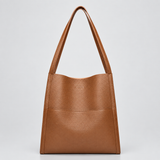 Leather Tote Bag with Shoulder Straps and Front Pocket