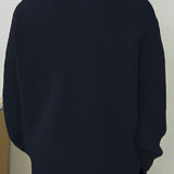 Oversized Knit Sweater with Ribbed Hem and Long Sleeves