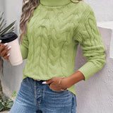 Cable Textured Knit Turtleneck Sweater