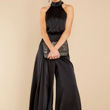 Satin Halter Neck Wide-Leg Jumpsuit