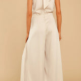 Satin Halter Neck Wide-Leg Jumpsuit