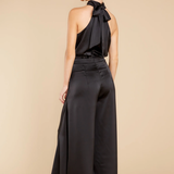 Satin Halter Neck Wide-Leg Jumpsuit