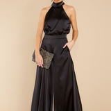 Satin Halter Neck Wide-Leg Jumpsuit