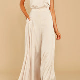 Satin Halter Neck Wide-Leg Jumpsuit