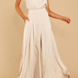 Satin Halter Neck Wide-Leg Jumpsuit