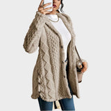 Women's Long Cardigan with Textured Cable Knit Design and Button Front for Winter