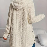 Women's Long Cardigan with Textured Cable Knit Design and Button Front for Winter