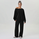 Wide-Leg Pants Set with One-Shoulder Top